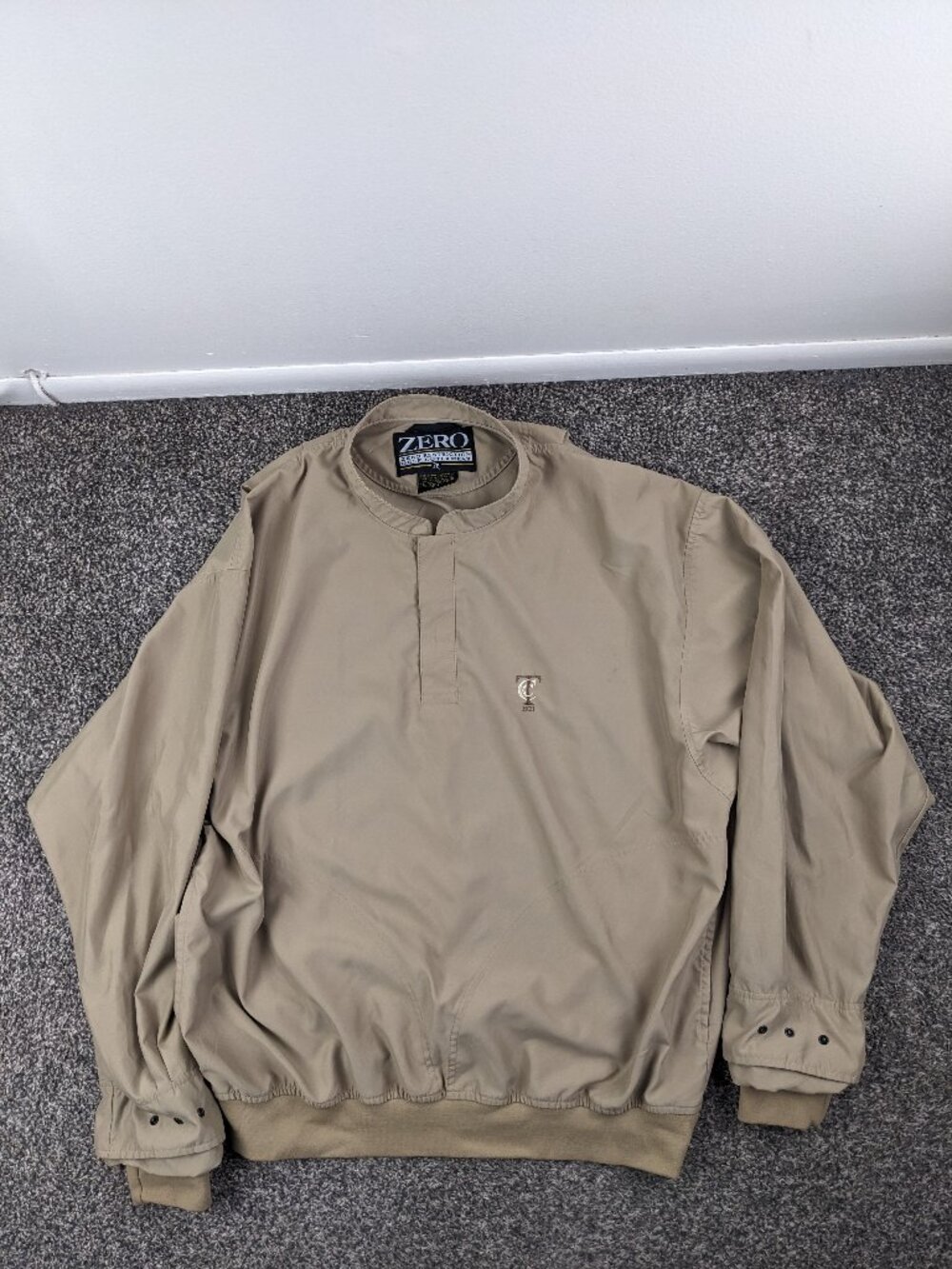 Tavistock Country Club Jacket Zero Restriction 1/4 Snap Beige Tan Mens Large USA